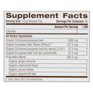Traditional Medicinals Organic Echinacea Elder Tea -Caffeine Free - Case of 6 - 16 Bags