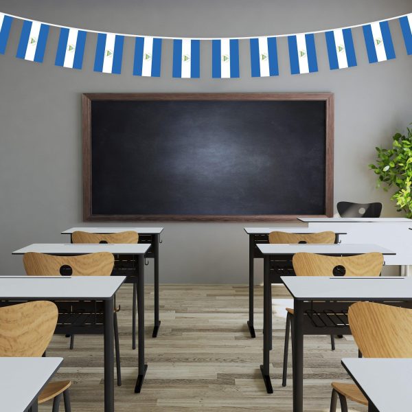G128 Nicaragua Nicaraguan Bunting Banner | Flag 8.2 x 5.5 Inch, Full String 33 Feet | Printed 150D Polyester, Decorations For Bar, School, Festival Events Celebration - Image 4