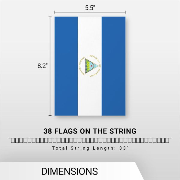 G128 Nicaragua Nicaraguan Bunting Banner | Flag 8.2 x 5.5 Inch, Full String 33 Feet | Printed 150D Polyester, Decorations For Bar, School, Festival Events Celebration - Image 7