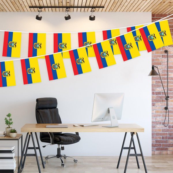 G128 Ecuador 	Ecuadorian Bunting Banner | Flag 8.2 x 5.5 Inch, Full String 33 Feet | Printed 150D Polyester, Decorations For Bar, School, Festival Events Celebration - Image 3