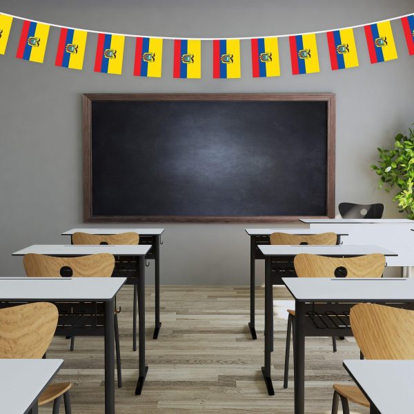 G128 Ecuador 	Ecuadorian Bunting Banner | Flag 8.2 x 5.5 Inch, Full String 33 Feet | Printed 150D Polyester, Decorations For Bar, School, Festival Events Celebration - Image 4