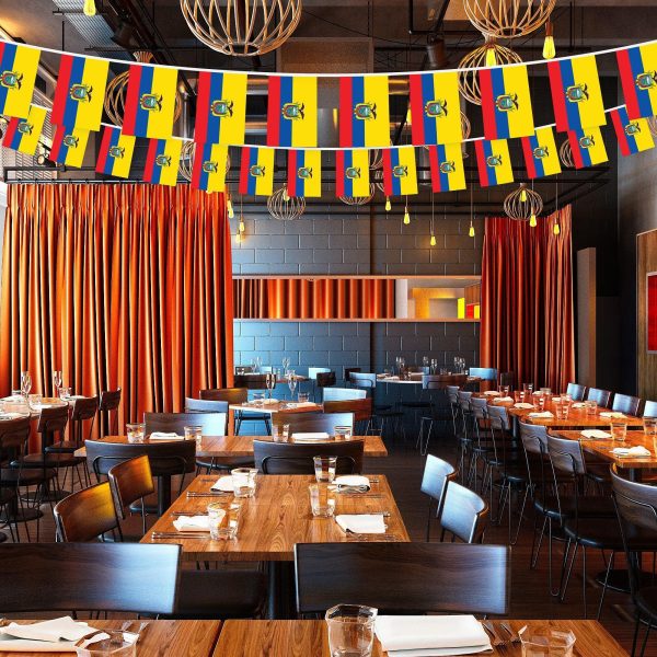 G128 Ecuador 	Ecuadorian Bunting Banner | Flag 8.2 x 5.5 Inch, Full String 33 Feet | Printed 150D Polyester, Decorations For Bar, School, Festival Events Celebration - Image 5