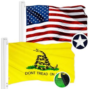 G128 Combo Pack: USA American Flag 3x5 Ft Embroidered Stars & Gadsden (Dont Tread On Me) Flag 3x5 Ft Embroidered