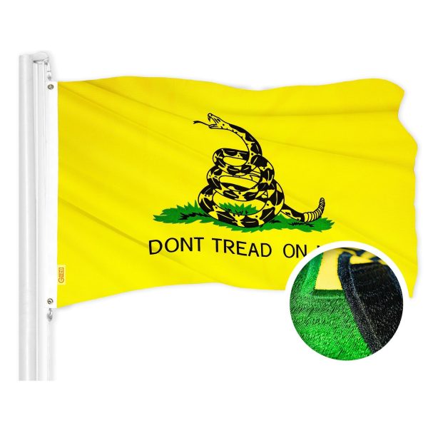 G128 Combo Pack: USA American Flag 3x5 Ft Embroidered Stars & Gadsden (Dont Tread On Me) Flag 3x5 Ft Embroidered - Image 2
