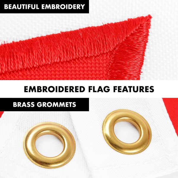 G128 Combo Pack: 6 Ft Tangle Free Aluminum Spinning Flagpole (White) & Canada Canadian Flag 3x5 Ft, ToughWeave Series Embroidered 210D Polyester | Pole with Flag Included - Image 4