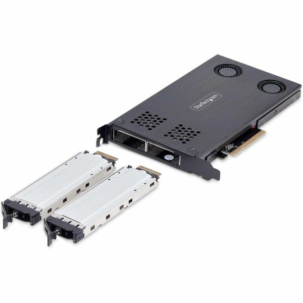 StarTech.com Dual-Bay M.2 NVMe SSD to PCIe x8 Removable Mobile Rack; Bifurcation Required; Tool-less Installation, PCIe Hot-Swap Drive Bay - Image 2