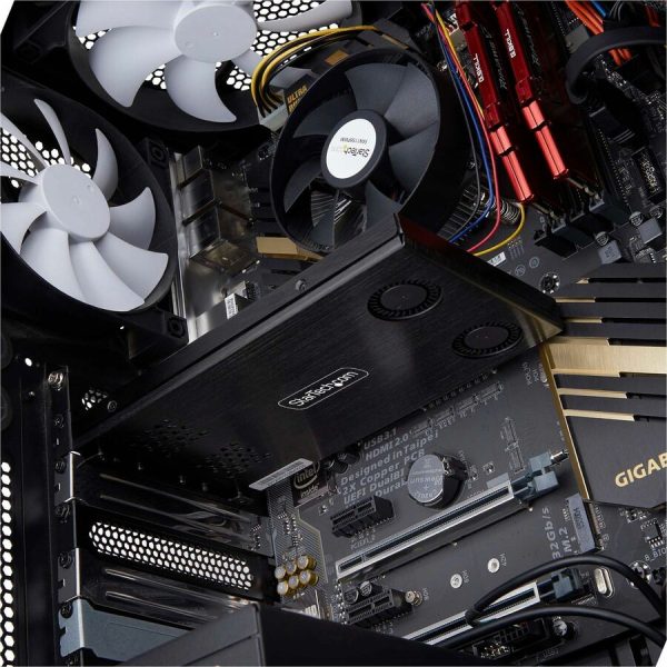 StarTech.com Dual-Bay M.2 NVMe SSD to PCIe x8 Removable Mobile Rack; Bifurcation Required; Tool-less Installation, PCIe Hot-Swap Drive Bay - Image 7