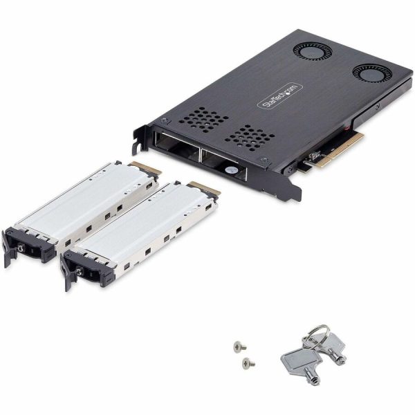 StarTech.com Dual-Bay M.2 NVMe SSD to PCIe x8 Removable Mobile Rack; Bifurcation Required; Tool-less Installation, PCIe Hot-Swap Drive Bay - Image 9