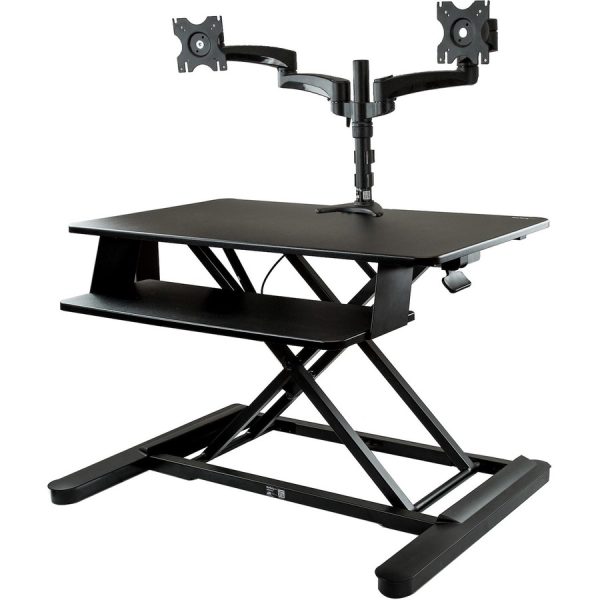 StarTech.com Dual Monitor Sit Stand Desk Converter - 35" Wide - Height Adjustable Standing Desk Solution -Dual Arms for up to 24" Monitors - Image 6