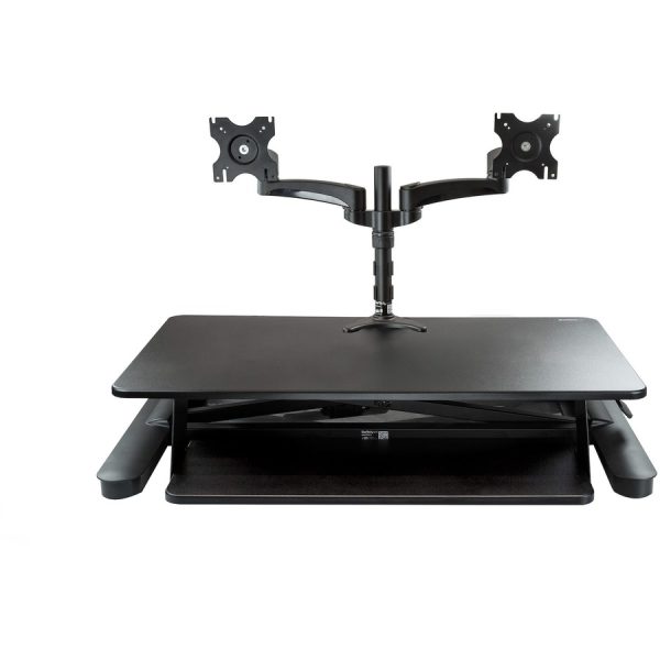 StarTech.com Dual Monitor Sit Stand Desk Converter - 35" Wide - Height Adjustable Standing Desk Solution -Dual Arms for up to 24" Monitors - Image 7