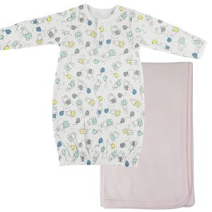 Print Infant Gown And Recieving Blanket Cs_0108