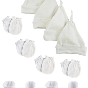 Unisex Knotted Caps , Booties And Mittens - 10 Piece Set Nc_0943