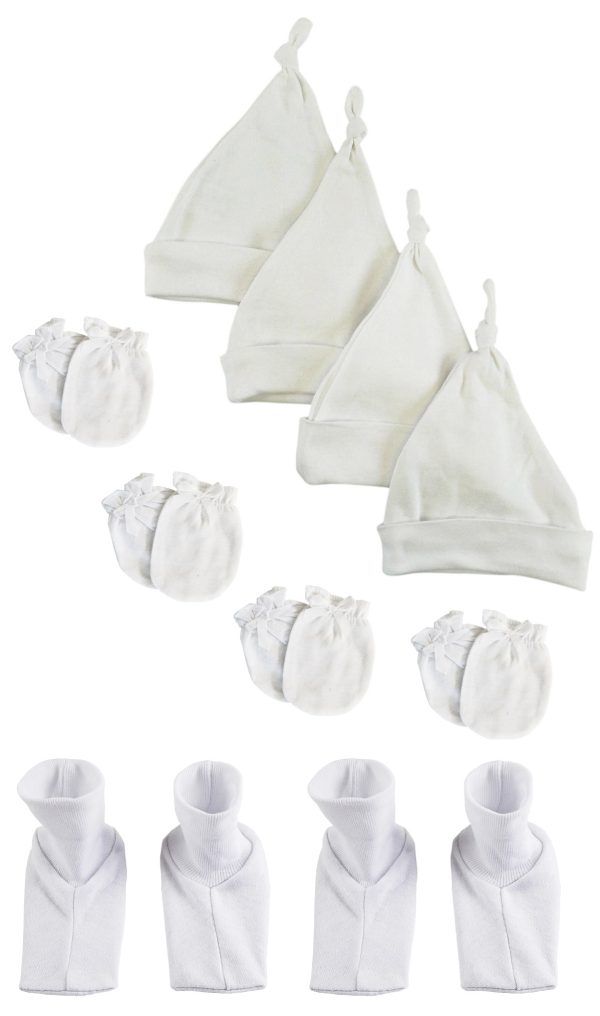 Unisex Knotted Caps , Booties And Mittens - 10 Piece Set Nc_0943