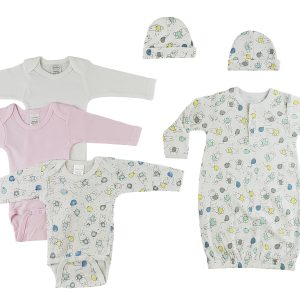 Gown, Onezies And Caps - 6 Pc Set Cs_0092