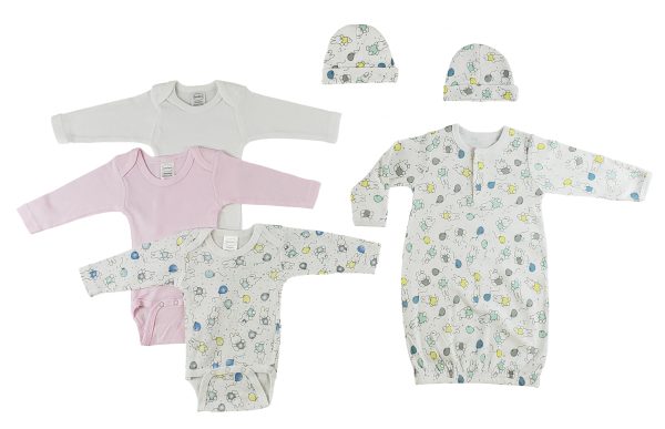Gown, Onezies And Caps - 6 Pc Set Cs_0092