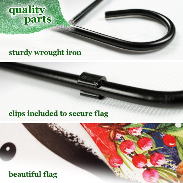 G128 Combo Pack: Garden Flag Stand Black 36 in x 16 in & Garden Flag Winter Decoration Snowman with Festive Evergreen Top Hat 12"x18" Double-Sided Blockout Fabric - Image 4
