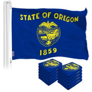 G128 10 Pack: Oregon OR State Flag | 3x5 Ft | Double LiteWeave Pro Series Double Sided Printed 150D Polyester | Vibrant Colors, Brass Grommets, Thicker and More Durable Than 100D 75D Polyester, 2-ply