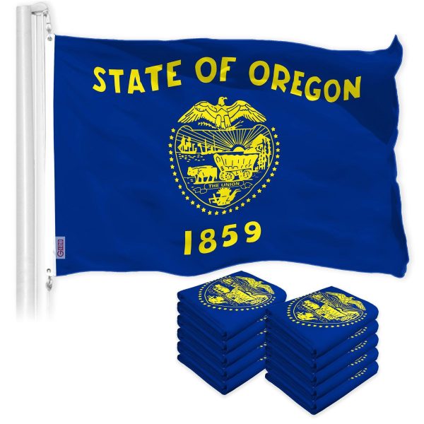 G128 10 Pack: Oregon OR State Flag | 3x5 Ft | Double LiteWeave Pro Series Double Sided Printed 150D Polyester | Vibrant Colors, Brass Grommets, Thicker and More Durable Than 100D 75D Polyester, 2-ply
