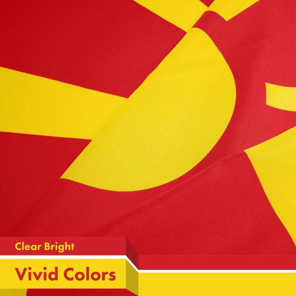 G128 5 Pack: Macedonia Macedonian Flag | 3x5 Ft | LiteWeave Pro Series Printed 150D Polyester | Country Flag, Vibrant Colors, Brass Grommets, Thicker and More Durable Than 100D 75D Polyester - Image 3