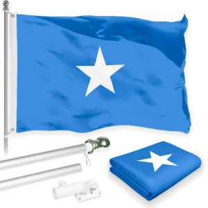 Flag Pole 6FT Silver Tangle Free & Somalia Somalian Flag 3x5 Ft Combo Printed 150D Polyester By G128
