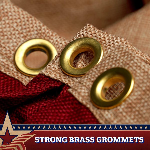 G128 - 2 Pack: USA Tea Stained Pleated Fan Flag 3x6FT Burlap Embroidered Polyester Stars and Stripes - Image 2