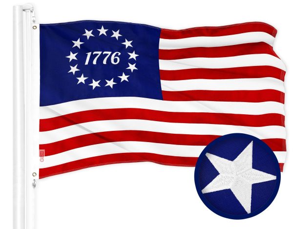 G128 Combo Pack: American USA Flag 2.5x4 Ft & Betsy Ross 1776 Flag 2.5x4 Ft | Both ToughWeave Series Embroidered 300D Polyester, Embroidered Design, Indoor/Outdoor, Brass Grommets - Image 2