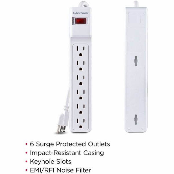 CyberPower CSB606W Essential 6 - Outlet Surge Protector with 900 J Surge Suppression - Image 2