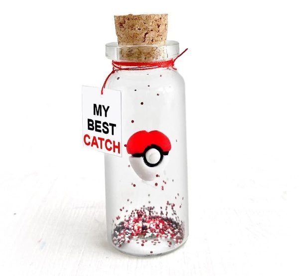 Cute Anniversary Present For Girlfriend or Boyfriend Unique Game Inspired Romantic Bottle Anniversary Love Wish Jar (No Box My Best Catch)