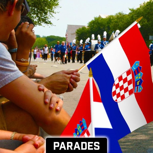G128 50 Pack Handheld Croatia Croatian Stick Flags | 12x18 In | Printed 150D Polyester, Country Flag, Solid Wooden Stick, Spear Gold Tip - Image 5