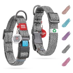 Reflective Cotton Dog Collar Eco Friendly Alt to Nylon Collar for Small Medium and Large Dogs   Pet Collar with QR ID Tag   Puppy Collar for Large Breed Dogs   Adjustable Male Female Dog Collar