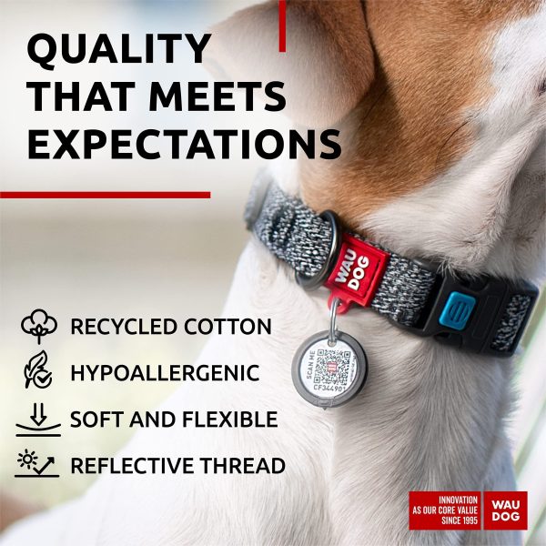 Reflective Cotton Dog Collar Eco Friendly Alt to Nylon Collar for Small Medium and Large Dogs   Pet Collar with QR ID Tag   Puppy Collar for Large Breed Dogs   Adjustable Male Female Dog Collar - Image 4