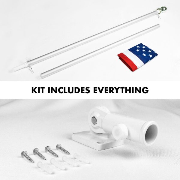 G128 - 5 Feet Tangle Free Spinning Flagpole (Silver) American Flag Pole Sleeve Embroidered 2x3 ft American Flag Pole Sleeve (Flag Included) Aluminum Flag Pole - Image 2