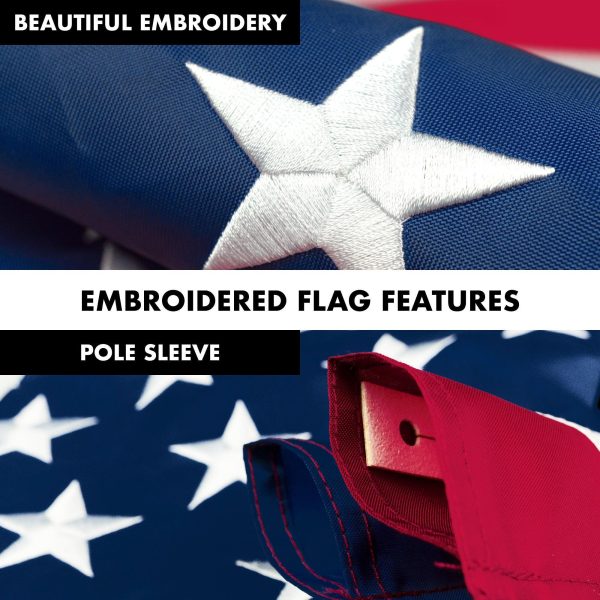 G128 - 5 Feet Tangle Free Spinning Flagpole (Silver) American Flag Pole Sleeve Embroidered 2x3 ft American Flag Pole Sleeve (Flag Included) Aluminum Flag Pole - Image 4