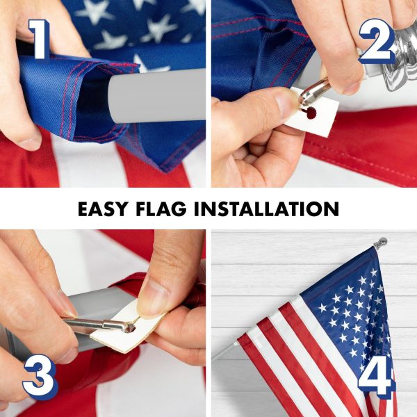 G128 - 5 Feet Tangle Free Spinning Flagpole (Silver) American Flag Pole Sleeve Embroidered 2x3 ft American Flag Pole Sleeve (Flag Included) Aluminum Flag Pole - Image 7