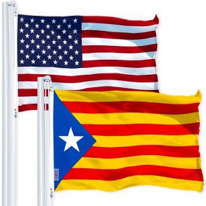 G128 Combo Pack: USA American Flag 3x5 Ft 150D Printed Stars & Blue Estelada Flag 3x5 Ft 150D Printed