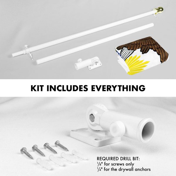 G128 - 6 Feet Tangle Free Spinning Flagpole (White) Illinois Double Sided Brass Grommets Embroidered 3x5 ft (Flag Included) Aluminum Flag Pole - Image 2