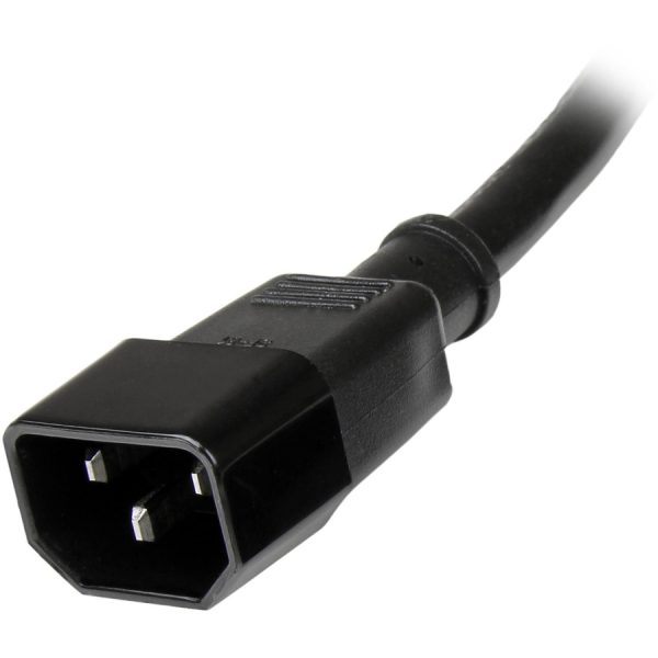 StarTech.com 10ft (3m) Heavy Duty Extension Cord, IEC C14 to IEC C13 Black Extension Cord, 15A 125V, 14AWG, Heavy Gauge Power Cable - Image 3