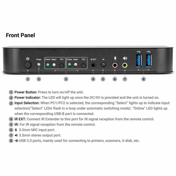 Rocstor Solid KVM SK05 DisplayPort 1.4 and USB 3.0 2�1 KVM Switch - Image 10