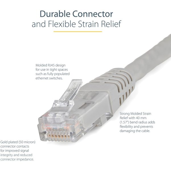 StarTech.com 3ft CAT6 Ethernet Cable - Gray Molded Gigabit - 100W PoE UTP 650MHz - Category 6 Patch Cord UL Certified Wiring/TIA - Image 4