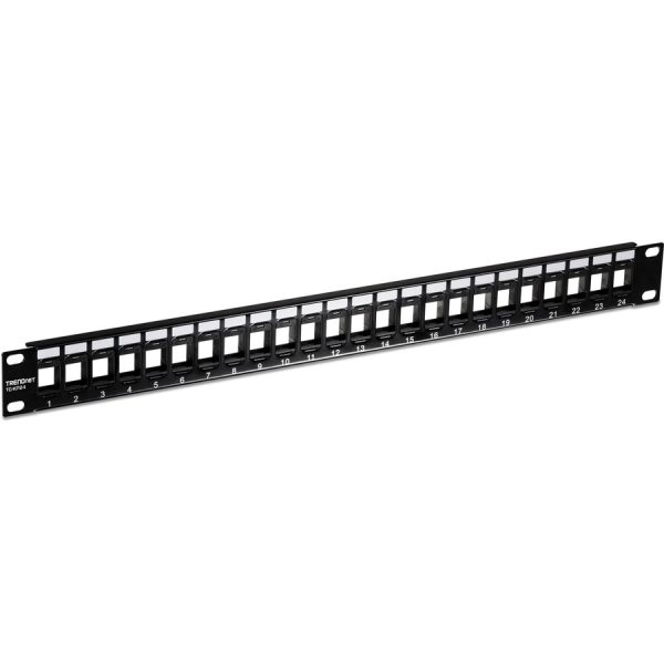 TRENDnet 24-Port Blank Keystone 1U Patch Panel, 1U 19" Metal Rackmount Housing, Recommended With TC-K25C6 & TC-K50C6 Cat6 Keystone Jacks (Sold Separately), Black, TC-KP24 - Image 2