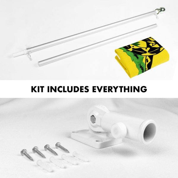 G128 Flag Pole 5 FT Silver Tangle Free & Gadsden Flag 2x3 FT Combo Embroidered Spun Polyester - Image 2