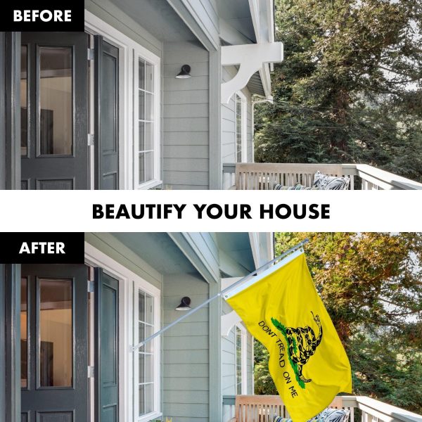 G128 Flag Pole 5 FT Silver Tangle Free & Gadsden Flag 2x3 FT Combo Embroidered Spun Polyester - Image 3