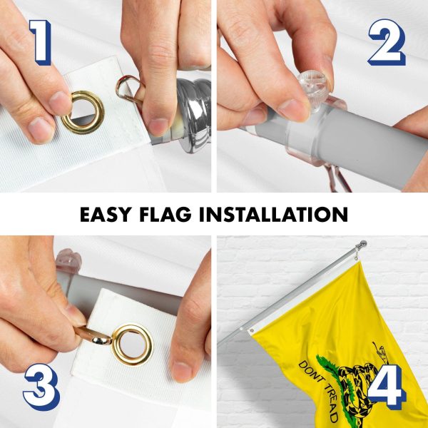 G128 Flag Pole 5 FT Silver Tangle Free & Gadsden Flag 2x3 FT Combo Embroidered Spun Polyester - Image 7