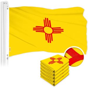 G128 5 Pack: New Mexico NM State Flag | 2x3 Ft | ToughWeave Series Embroidered 300D Polyester | Embroidered Design, Indoor/Outdoor, Brass Grommets