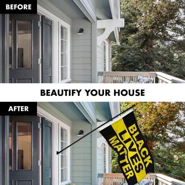 G128 Combo Pack: 6 Feet Tangle Free Spinning Flagpole (Black) Black Lives Matter (Black/Yellow) Flag 3x5 ft Printed 150D Brass Grommets (Flag Included) Aluminum Flag Pole - Image 3
