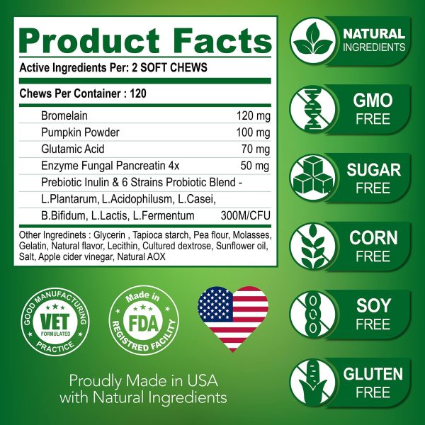 No Poo Chews   Coprophagia Stool Eating Deterrent for Dogs   Prevent Dog from Eating Poop   Stop Eating Poop for Dogs with Probiotics & Enzymes   Forbid for Dogs   Made in USA   120 Soft Treats - Image 6