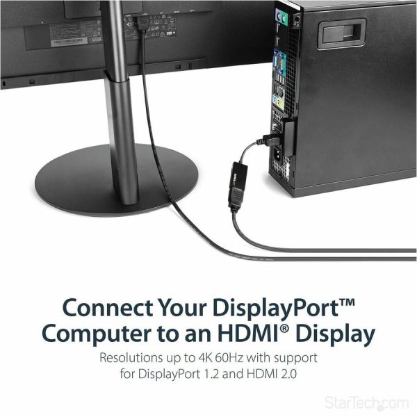 StarTech.com DisplayPort to HDMI Adapter, 4K 60Hz Active DP 1.4 to HDMI 2.0 Video Converter for Monitor/Display, Latching DP Connector - Image 2