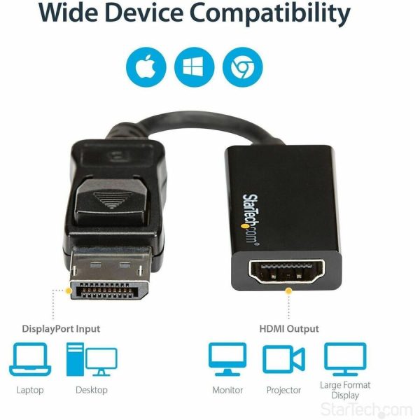 StarTech.com DisplayPort to HDMI Adapter, 4K 60Hz Active DP 1.4 to HDMI 2.0 Video Converter for Monitor/Display, Latching DP Connector - Image 5