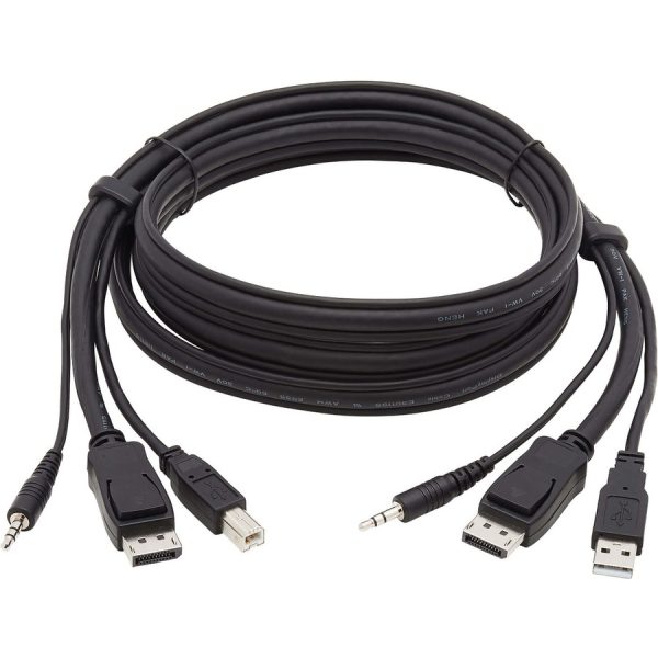 Eaton Tripp Lite Series DisplayPort KVM Cable Kit, 3 in 1 - 4K DisplayPort, USB, 3.5 mm Audio (3xM/3xM), 4:4:4, 6 ft. (1.83 m), Black - Image 2