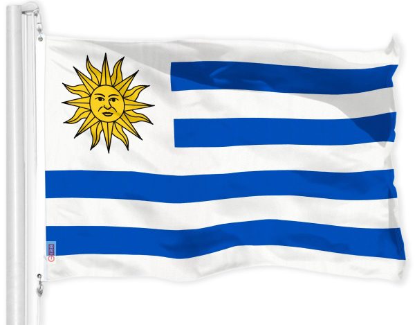 G128 Combo Pack: USA American Flag 3x5 Ft 150D Printed Stars & Uruguay (Uruguayan) Flag 3x5 Ft 150D Printed - Image 2